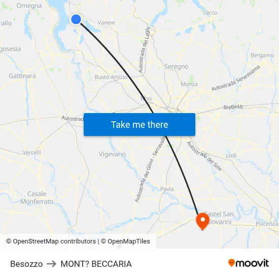 Besozzo to Mont'Beccaria map