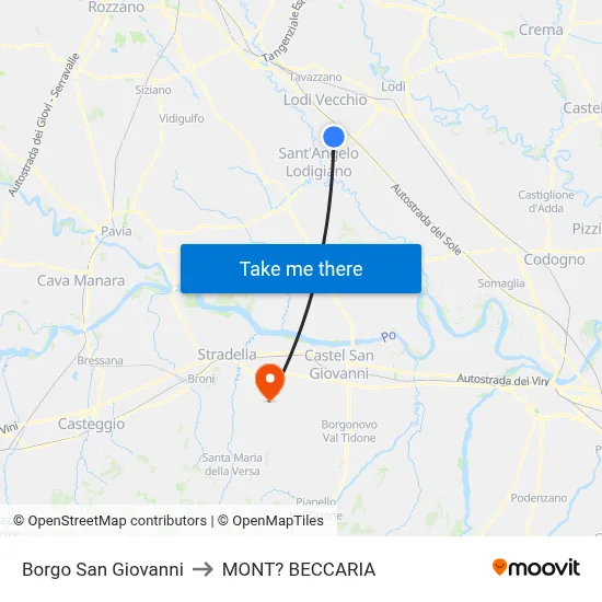 San Giovanni Borough to Mont'Beccaria map