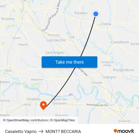 Casaletto Vaprio to Mont'Beccaria map