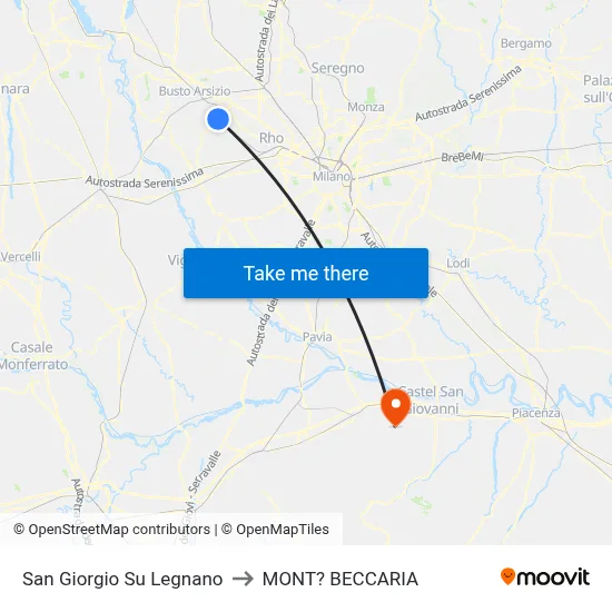 San Giorgio Su Legnano to Mont'Beccaria map