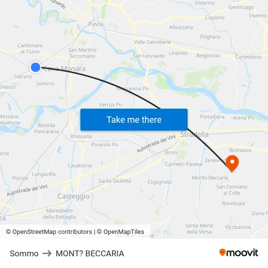 Sommo to Mont'Beccaria map