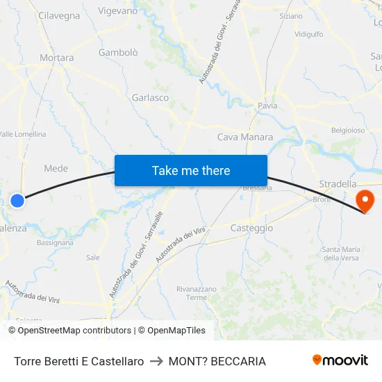 Torre Beretti e Castellaro to Mont'Beccaria map