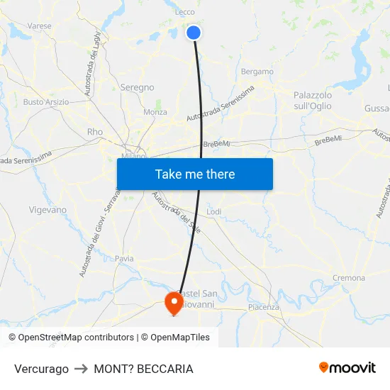 Vercurago to Mont'Beccaria map