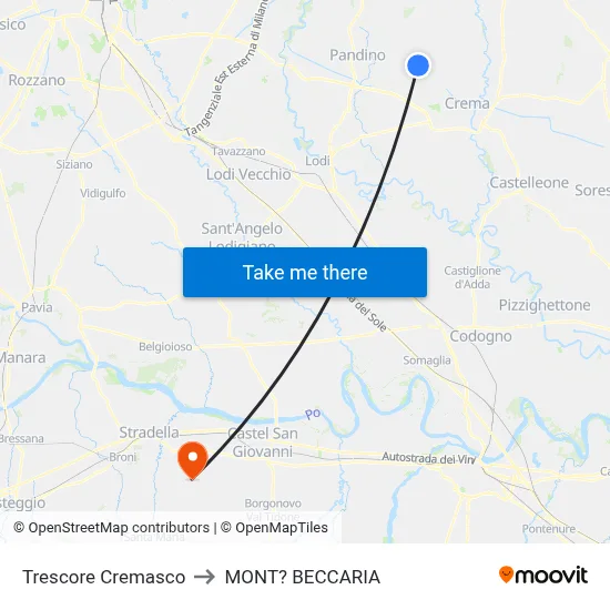 Trescore Cremasco to Mont'Beccaria map