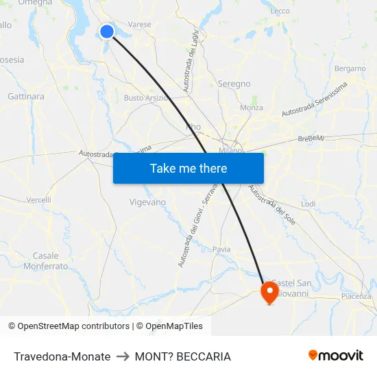 Travedona-Monate to Mont'Beccaria map