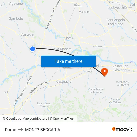 Dorno to Mont'Beccaria map