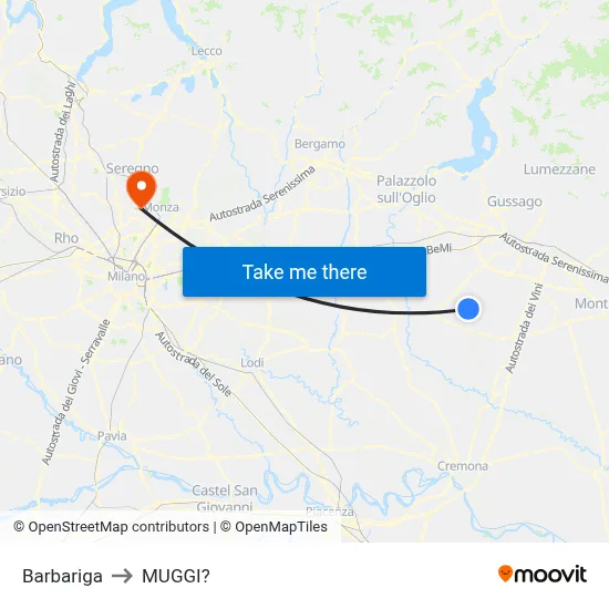 Barbariga to Muggiò map