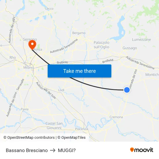 Bassano Bresciano to Muggiò map