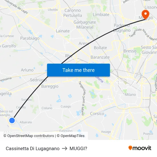 Cassinetta Di Lugagnano to Muggiò map