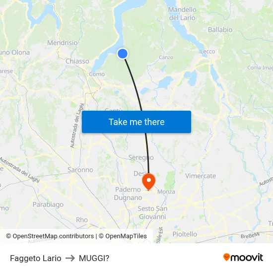 Faggeto Lario to Muggiò map