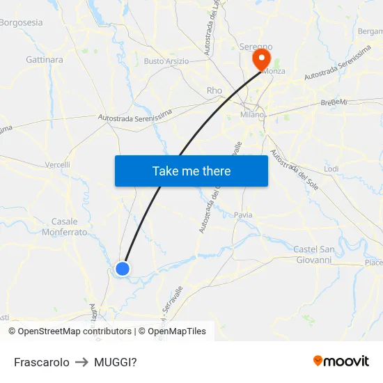 Frascarolo to Muggiò map