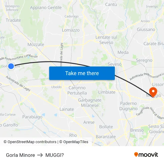 Gorla Minore to Muggiò map