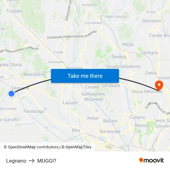 Legnano to Muggiò map