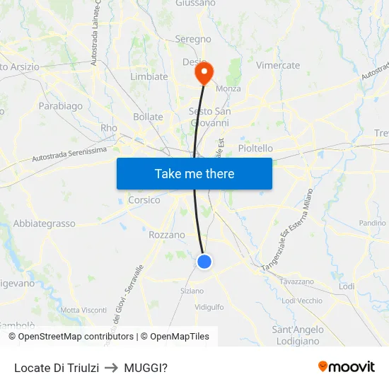 Locate di Triulzi to Muggiò map