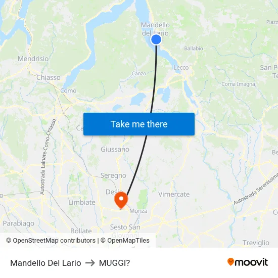 Mandello Del Lario to Muggiò map