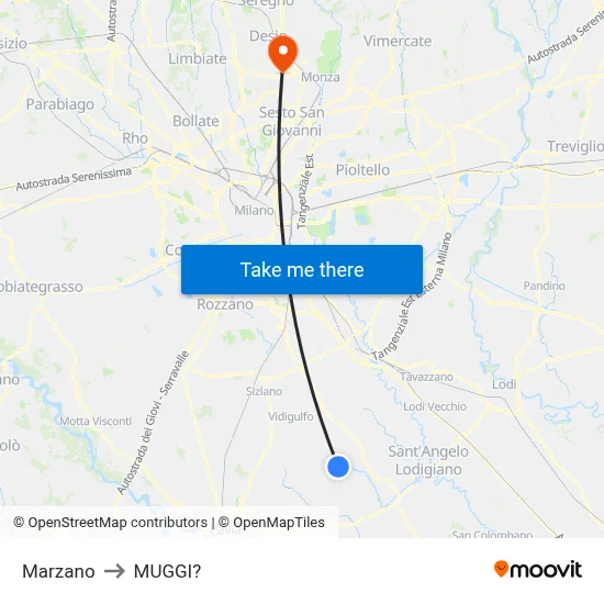 Marzano to Muggiò map