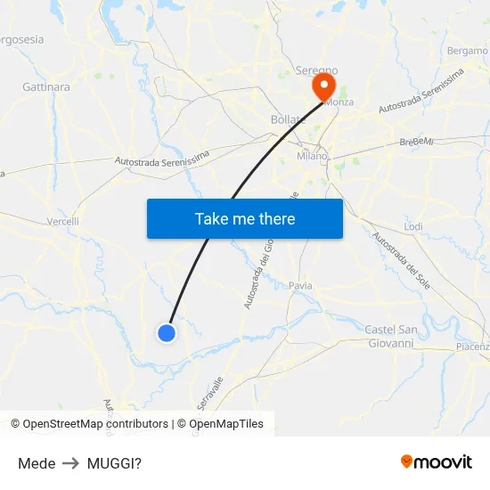 Mede to Muggiò map