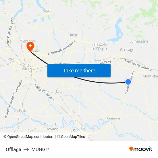 Offlaga to Muggiò map