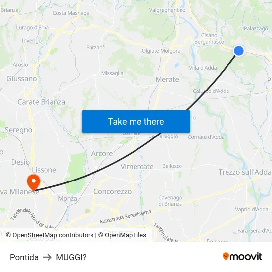Pontida to Muggiò map