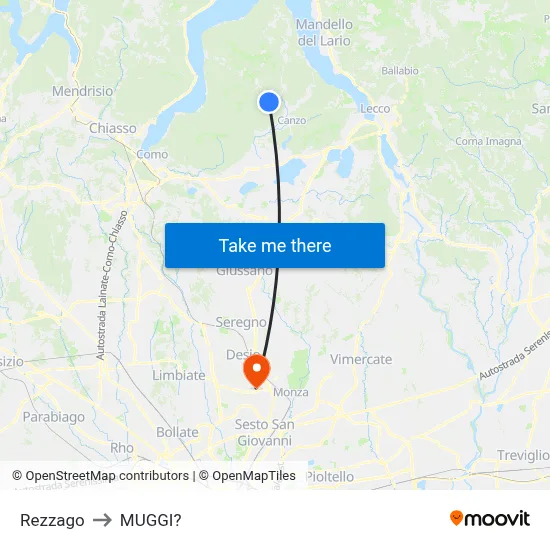 Rezzago to Muggiò map
