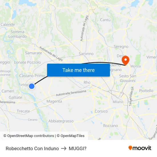 Robecchetto Con Induno to Muggiò map