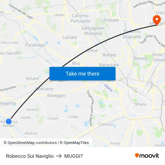 Robecco Sul Naviglio to Muggiò map