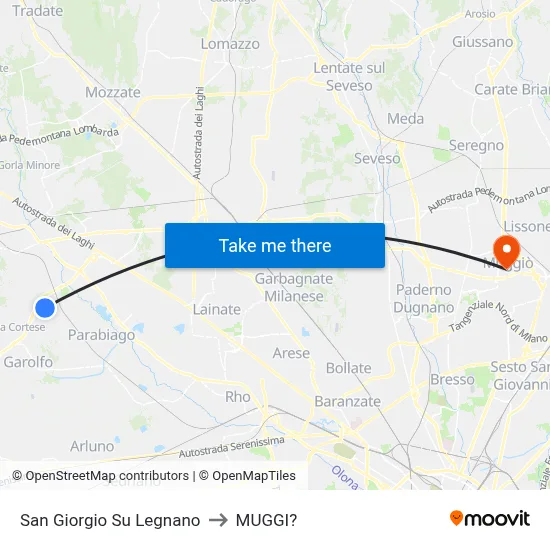 San Giorgio Su Legnano to Muggiò map