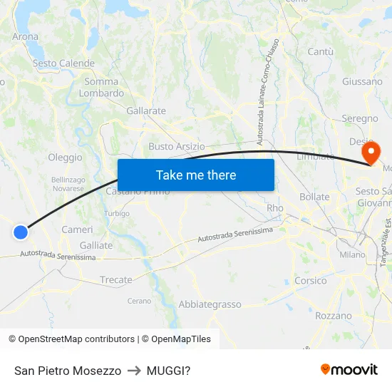 San Pietro Mosezzo to Muggiò map