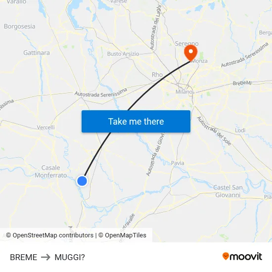 Breme to Muggiò map