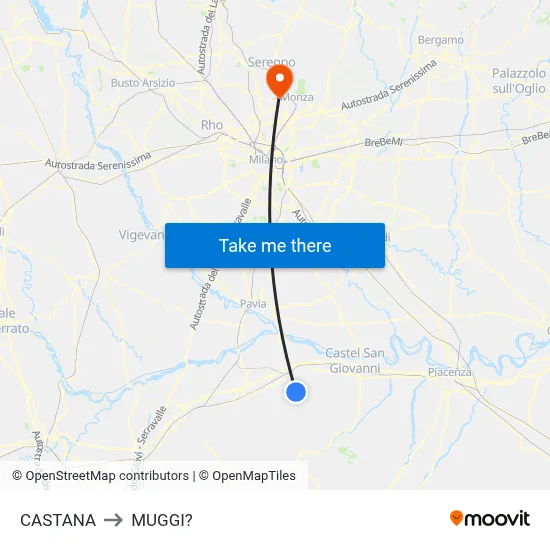 Castana to Muggiò map