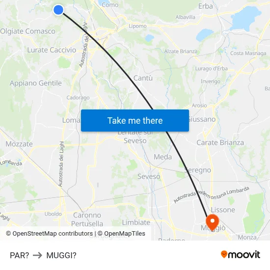 Parre to Muggiò map