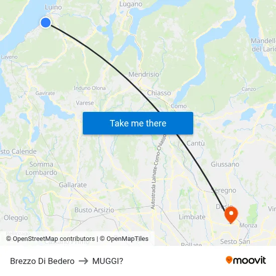 Brezzo Di Bedero to Muggiò map