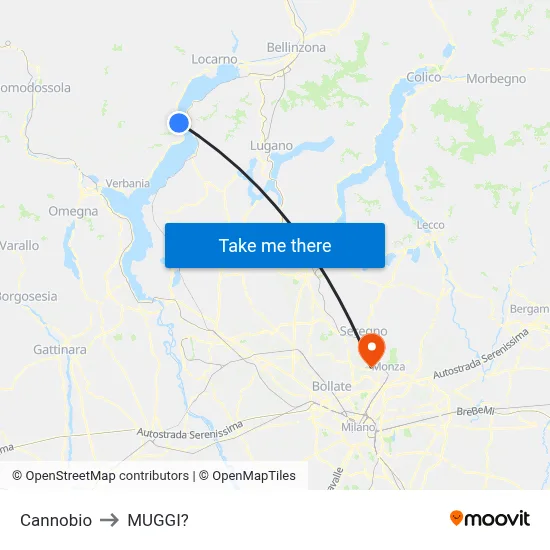 Cannobio to Muggiò map