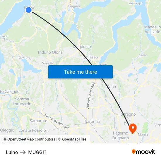Luino to Muggiò map