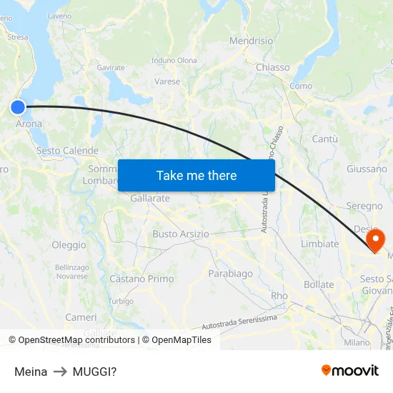 Meina to Muggiò map