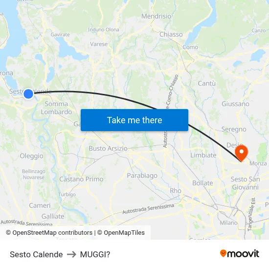 Sesto Calende to Muggiò map