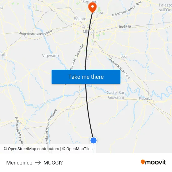 Menconico to Muggiò map