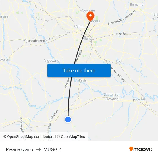 Rivanazzano to Muggiò map