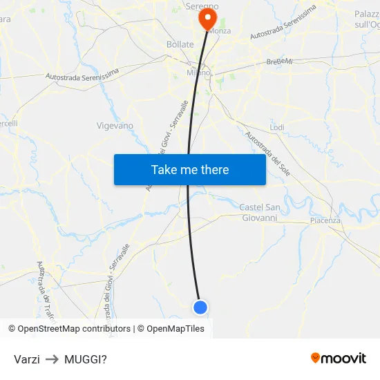Varzi to Muggiò map