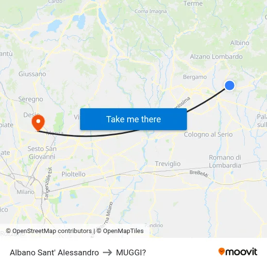 Albano Sant' Alessandro to Muggiò map
