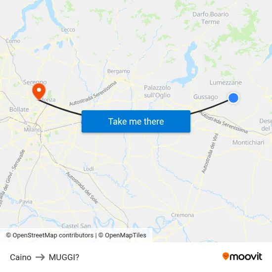 Caino to Muggiò map