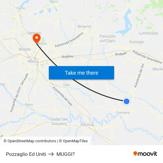 Pozzaglio Ed Uniti to Muggiò map