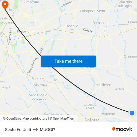 Sesto Ed Uniti to Muggiò map