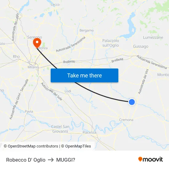 Robecco d'Oglio to Muggiò map