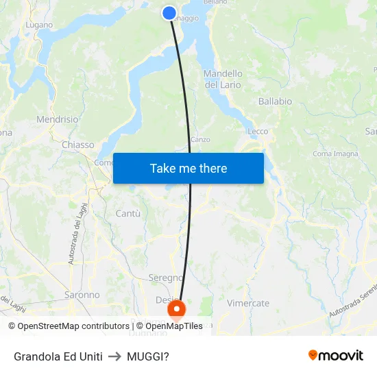 Grandola Ed Uniti to Muggiò map