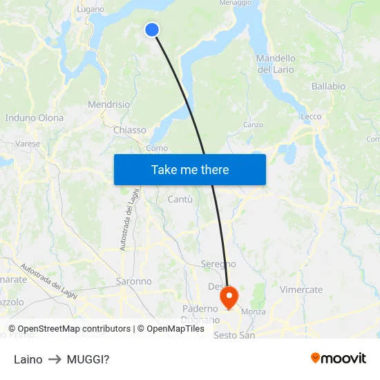 Laino to Muggiò map