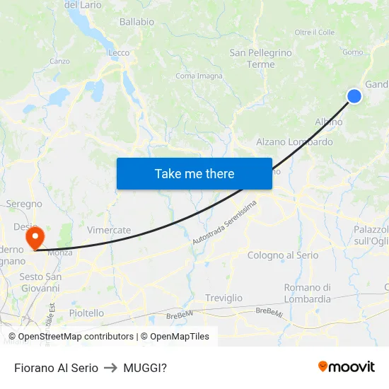 Fiorano al Serio to Muggiò map