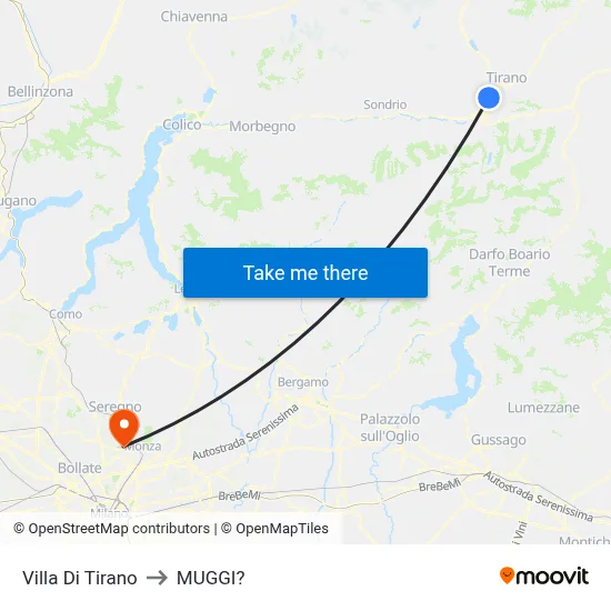 Villa Di Tirano to Muggiò map