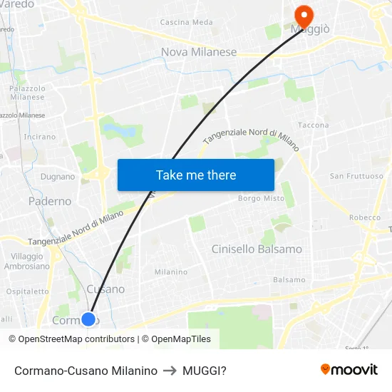 Cormano-Cusano Milanino to MUGGI? map