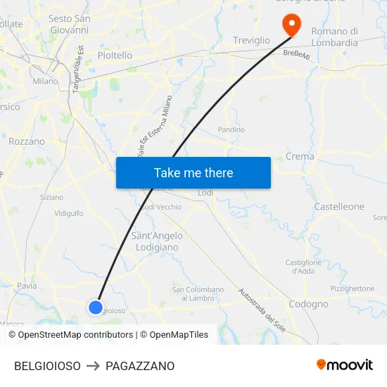 BELGIOIOSO to PAGAZZANO map